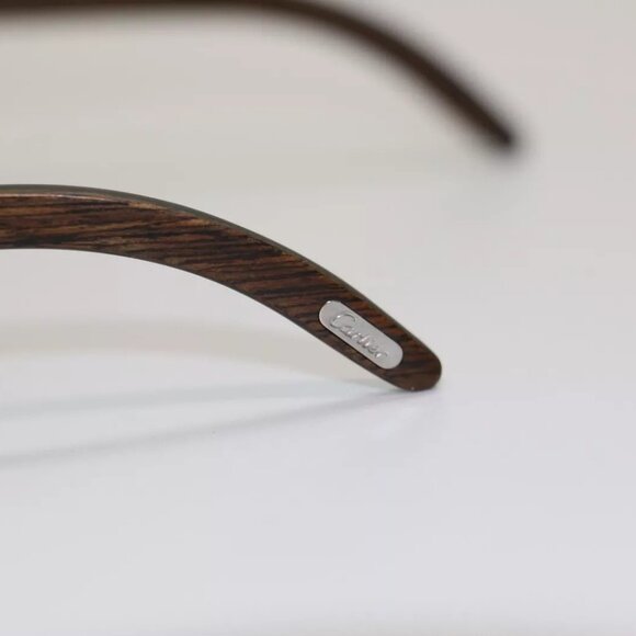 Cartier C Decor Wood Rimless Sunglasses Silver purple Gradient - Picture 10 of 13